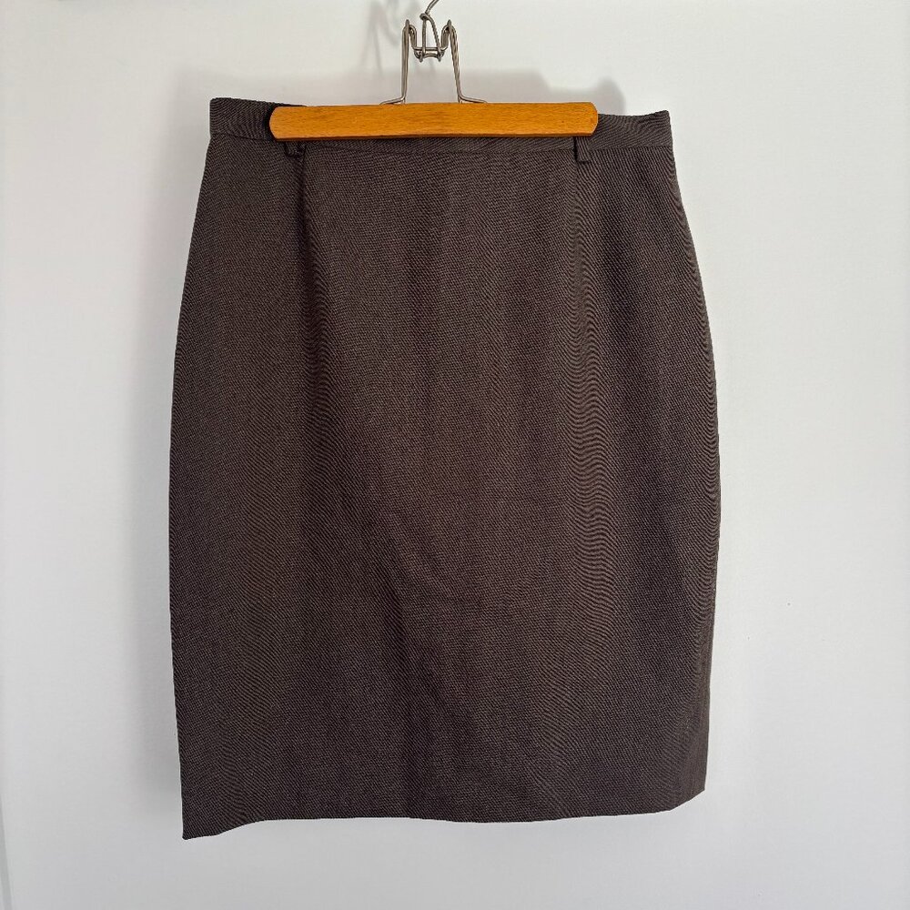 Vintage Coffee Brown Tombolini Donna 100% Wool Pencil Skirt size S
